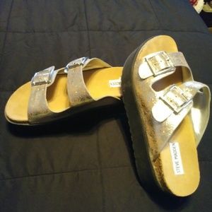 Steve Madden silver platform sandles